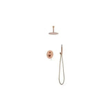 Built in single lever shower set with ceiling rain shower head brushed rose gold finish Line by Imex