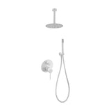 Conjunto de chuveiro monocomando de encastrar IMEX MILOS GPTS045/BL em latão cromado com acabamento em stick thalos branco