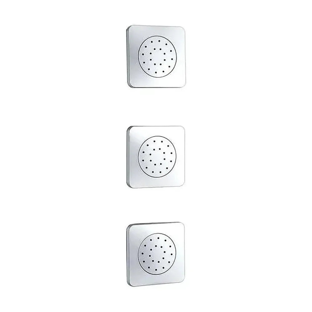 Detalle de acabado y materiales de Conjunto de ducha para pared de acabado cromado con un diseño moderno Formentera de Imex