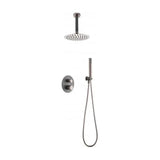 Built in thermostatic shower set with rain shower and hand shower, matte gray and champagne tap set, top Line by Imex