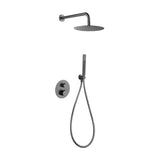 Concealed thermostatic shower set with wall mounted rain shower head metallic black finish Genova by Imex