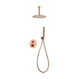 Thermostatic concealed shower set with ceiling rain shower brushed rose gold finish Piamonte Genova by Imex