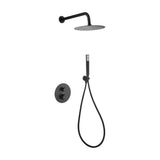 Thermostatic built in shower set with wall mounted rain shower head matte black finish Genova by Imex
