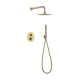 Thermostatic shower mixer set built in 2 way with handheld shower brushed gold finish Monza by Imex