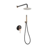 Built in wall shower set, modern design, matte black and rose gold, stick Milos by Imex