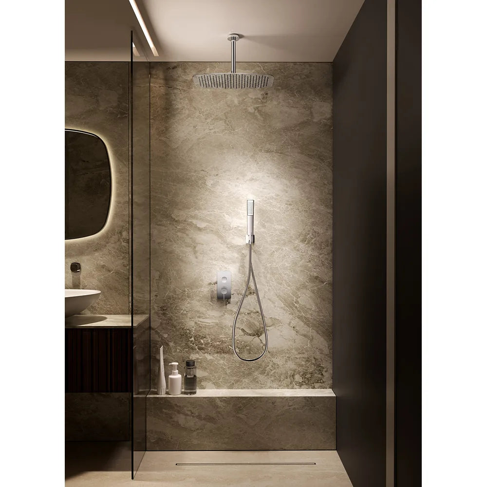 Plano o detalle técnico de Conjunto Ducha Monomando Empotrado Arezzo Oro Rosa Cepillado Imex