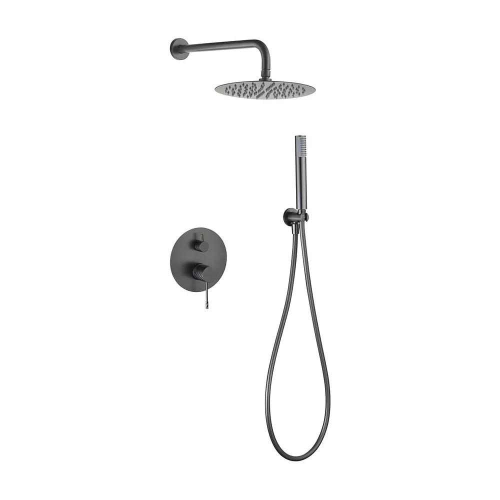 Vista trasera o instalación de Conjunto ducha monomando empotrado Bless black gun metal Imex