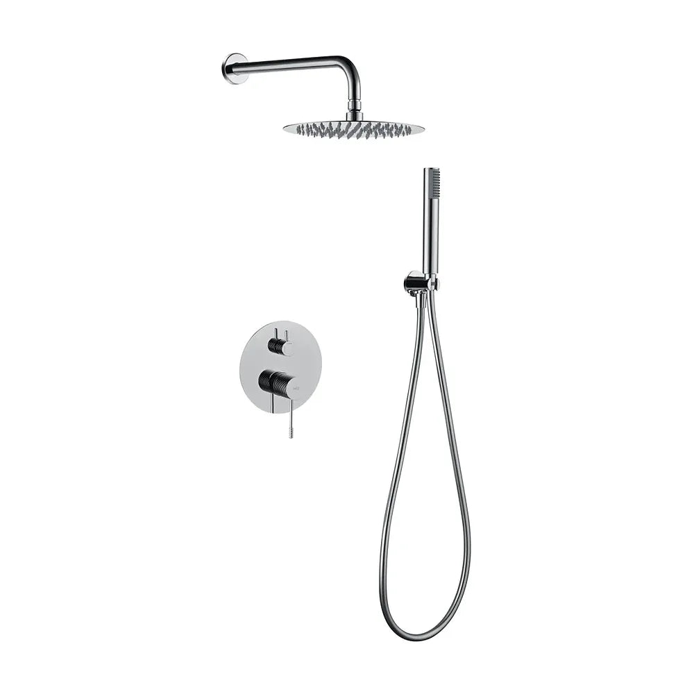 Vista trasera o instalación de Conjunto ducha monomando empotrado Genova black gun metal Imex
