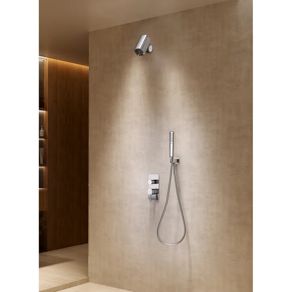Plano o detalle técnico de Conjunto Ducha Monomando Empotrado Toscana Con Rociador Tube Imex Oro cepillado (vista 3)