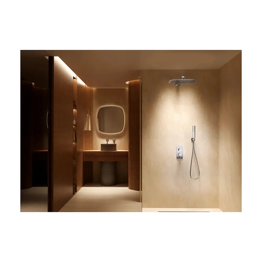 Plano de medidas y cotas técnicas de Conjunto ducha monomando empotrado Toscana black gun metal Imex