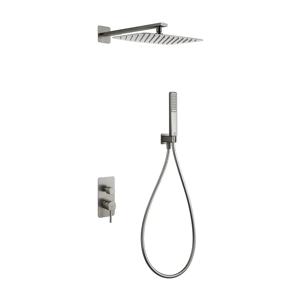 Vista trasera o instalación de Conjunto ducha monomando empotrado Toscana níquel cepillado Imex