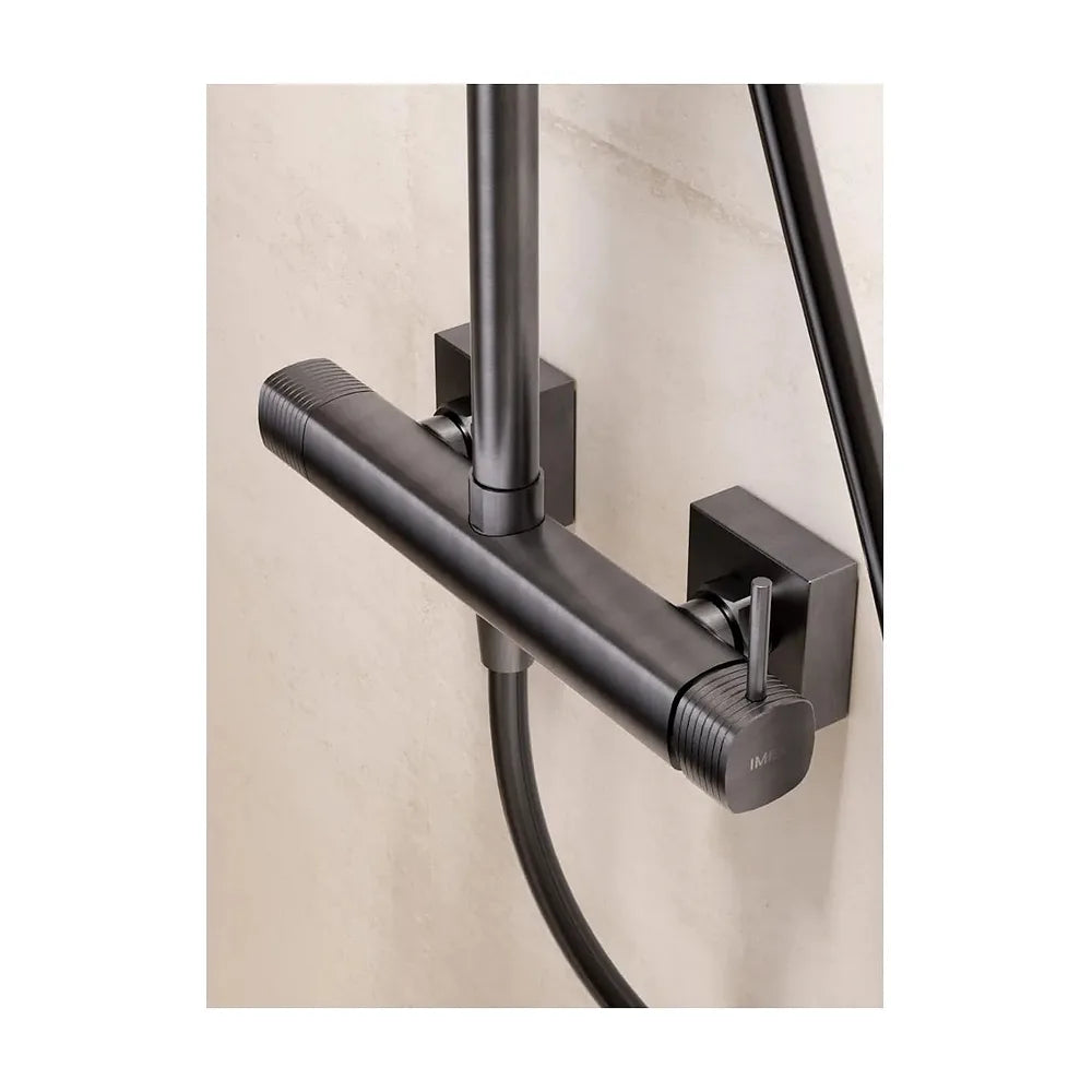 Detalle del cabezal o conexiones de Conjunto ducha monomando Firenze black gun metal Imex