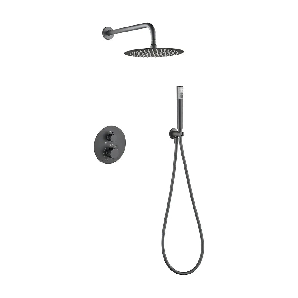 Vista trasera o instalación de Conjunto ducha termostático empotrado Bless black gun metal Imex