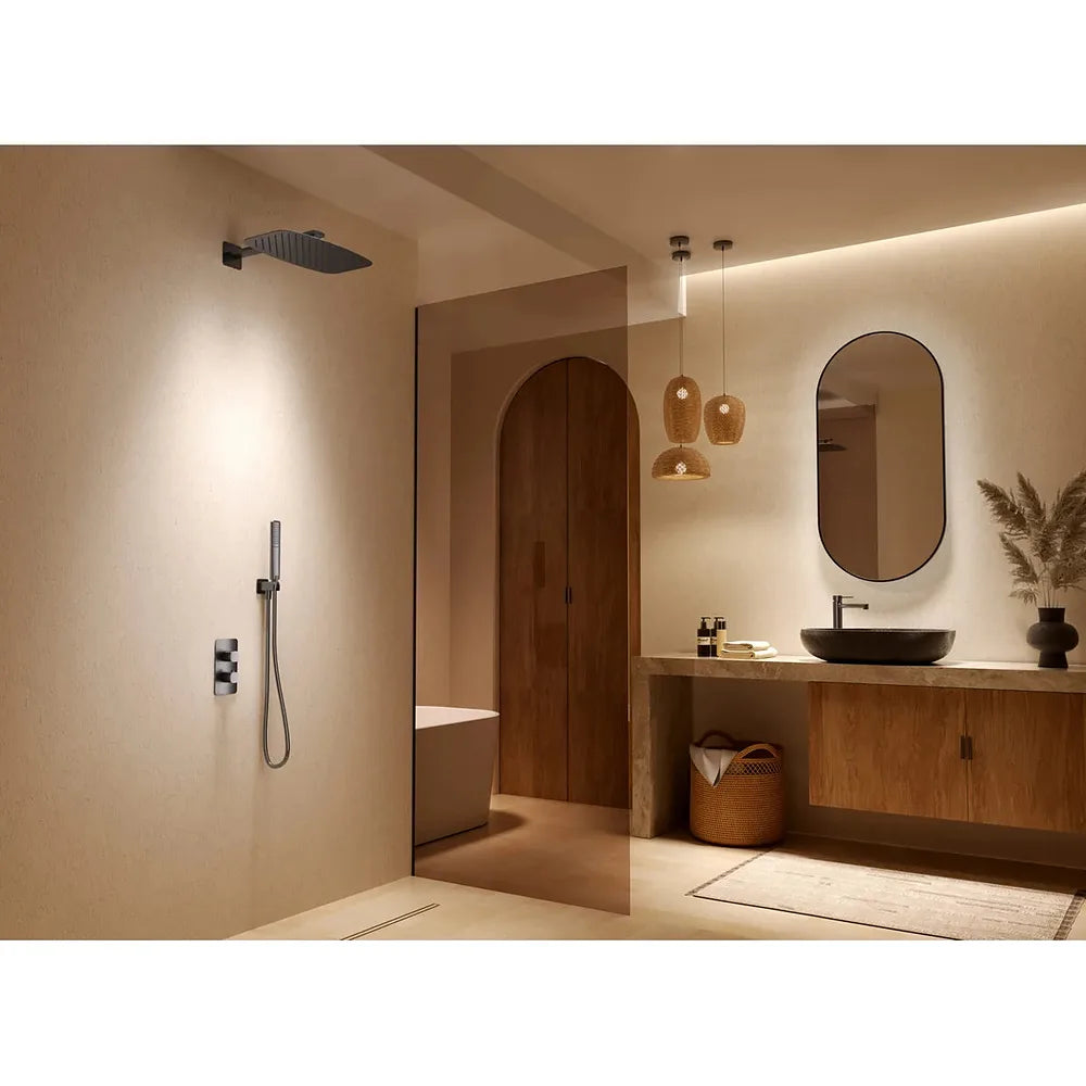 Plano o detalle técnico de Conjunto Ducha Termostático Empotrado Firenze Black Gun Metal Imex