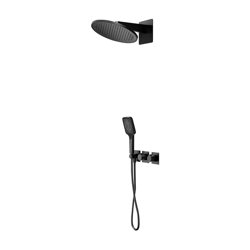 Conjunto ducha termostático empotrado Inari negro mate Imex Imex