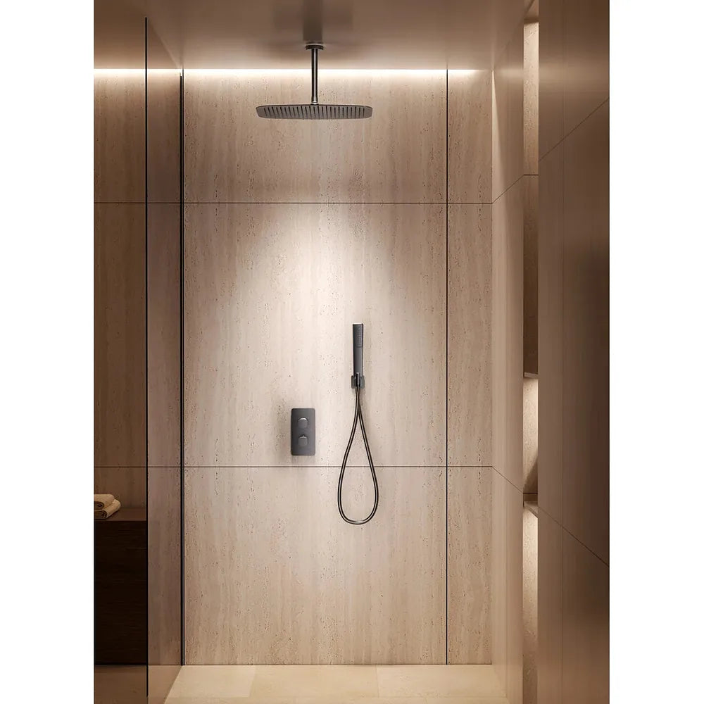 Plano o detalle técnico de Conjunto ducha termostático empotrado Sassari oro cepillado Imex