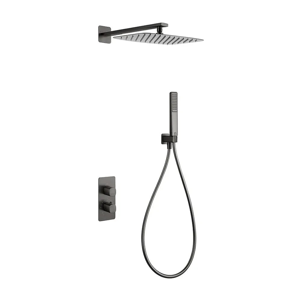 Conjunto ducha termostático empotrado Toscana black gun metal Imex Imex