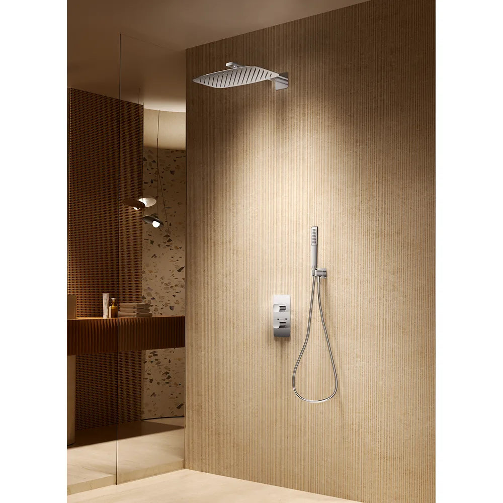 Plano o detalle técnico de Conjunto ducha termostático empotrado Toscana cromo Imex (vista 3)