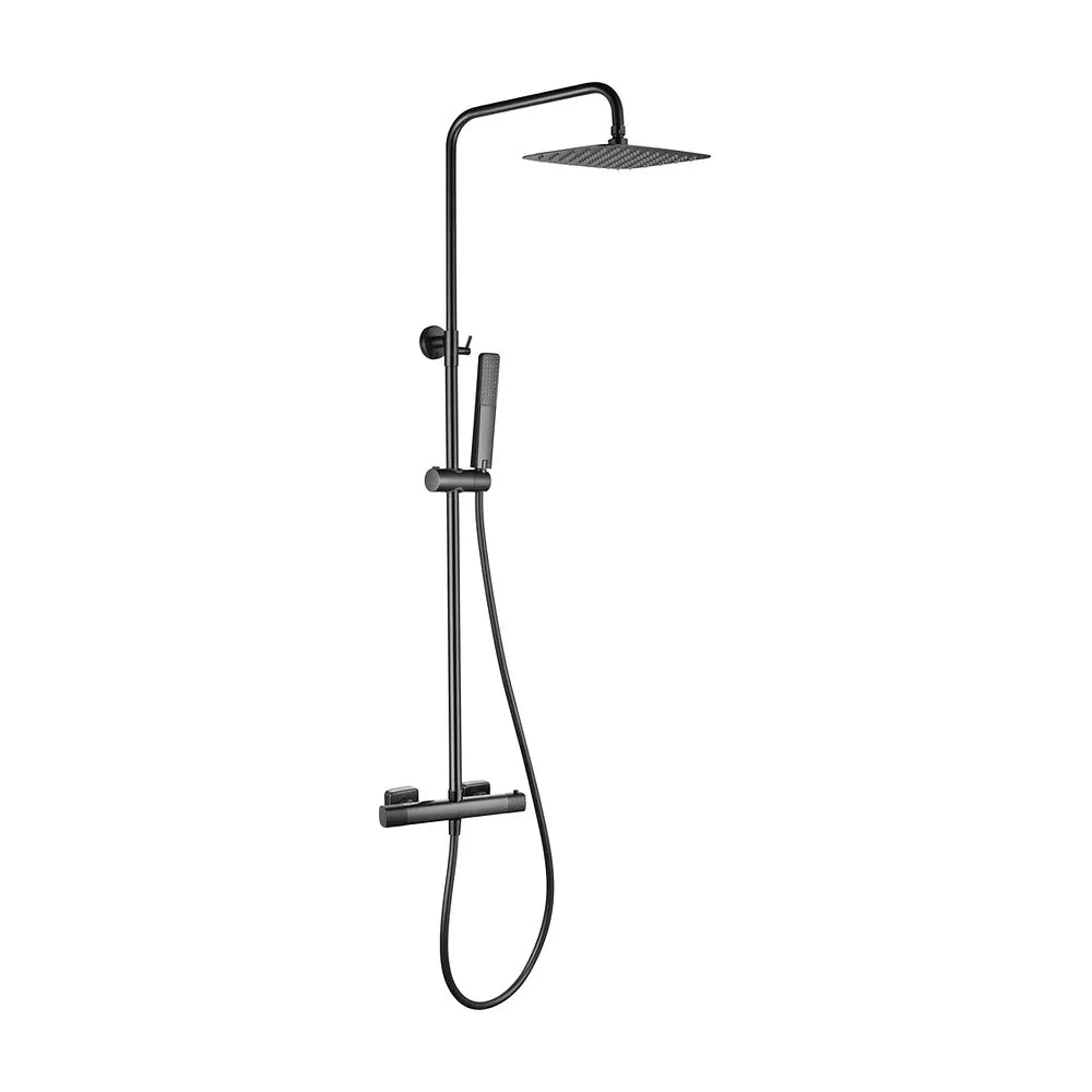 Vista trasera o instalación de Conjunto ducha termostático Firenze black gun metal Imex