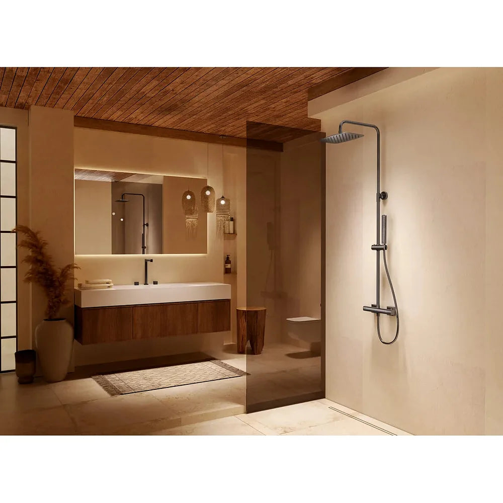Plano o detalle técnico de Conjunto ducha termostático Firenze oro cepillado Imex
