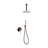 Modern single lever shower set matte black and rose gold finish stick Milos by Imex