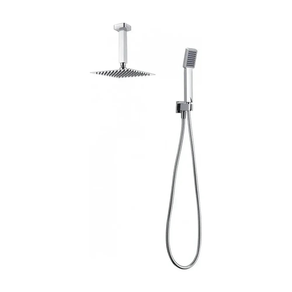 Vista trasera o instalación de Conjunto termostático con 3 módulos para ducha de diseño moderno y un acabado cromado ons...