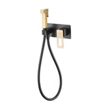 Handheld bidet sprayer hygienic shower with modern design single lever mixer in black gold Suecia by Imex