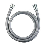 Mangueira de duche IMEX FLX002 em pvc com acabamento cinzento e um comprimento de 1,50 metros.