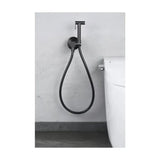 Built in single handle bidet faucet with flexible hose, black metallic finish Line by Imex