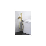 Recessed single lever bidet mixer with hand shower and flexible hose in brushed gold finish Line by Imex