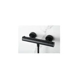 Thermostatic shower faucet with handheld shower and hose made of brass with matte black finish Genova by Imex