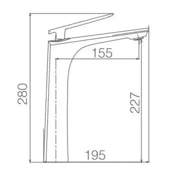 Vista lateral y perspectiva de Grifo alto para lavabo de diseño moderno fabricado en latón con un acabado cromado Escocia...