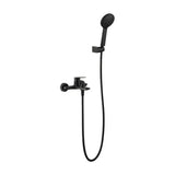 Mitigeur bain-douche monocommande en laiton, finition noir mat et flexible en acier Belgica Imex