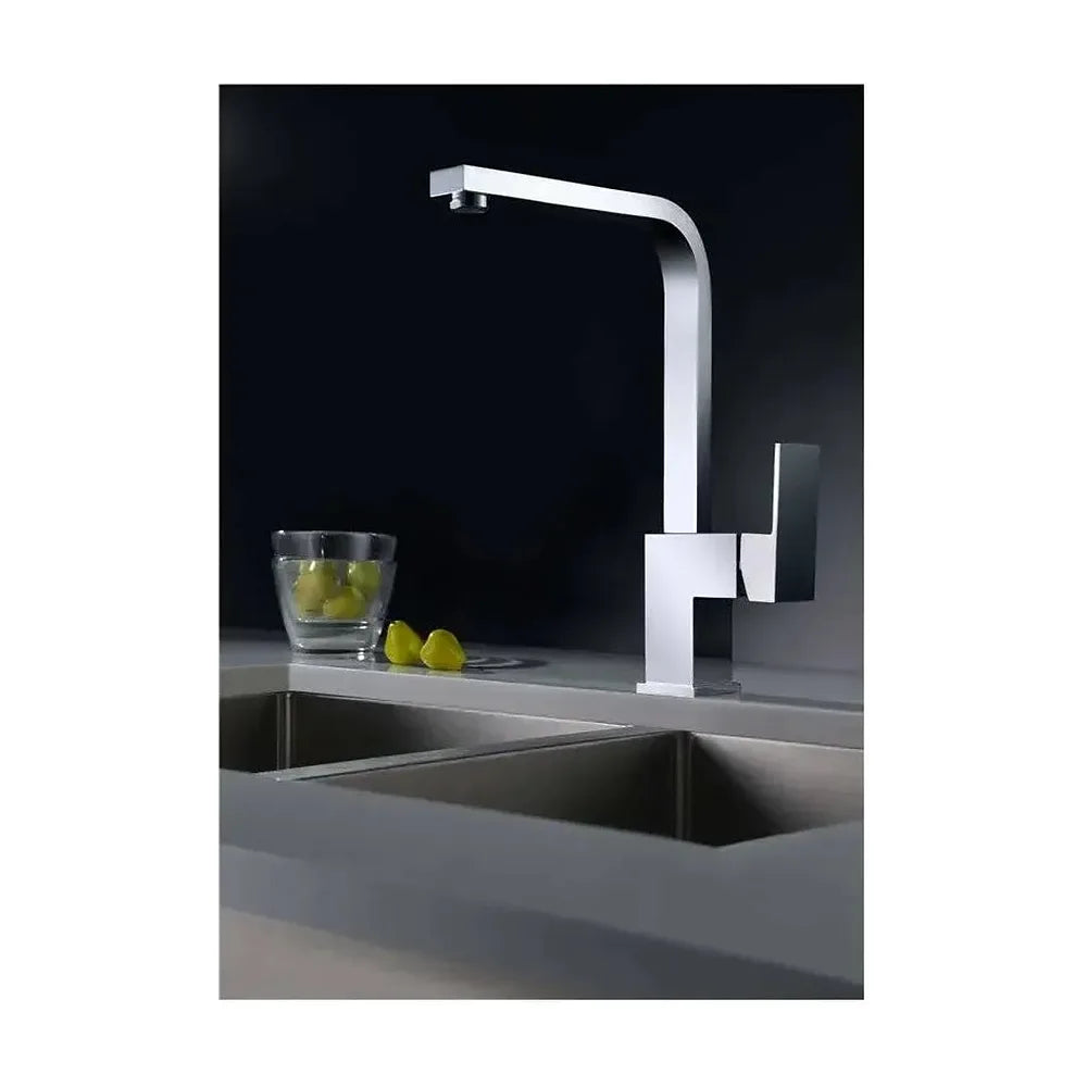 Vista principal de Grifo de cocina monomando con caño alto rectangular con acabado cromado Cox de Imex