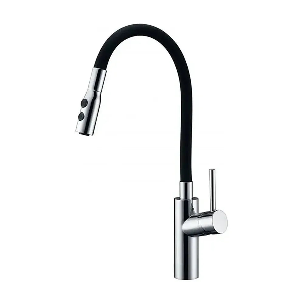 Grifo de cocina monomando con cuerpo flexible acabado cromado y negro mate Tokyo de Imex Imex