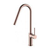 Grifo de cocina monomando de caño alto fabricado en latón oro rosa cepillado Kenia de Imex