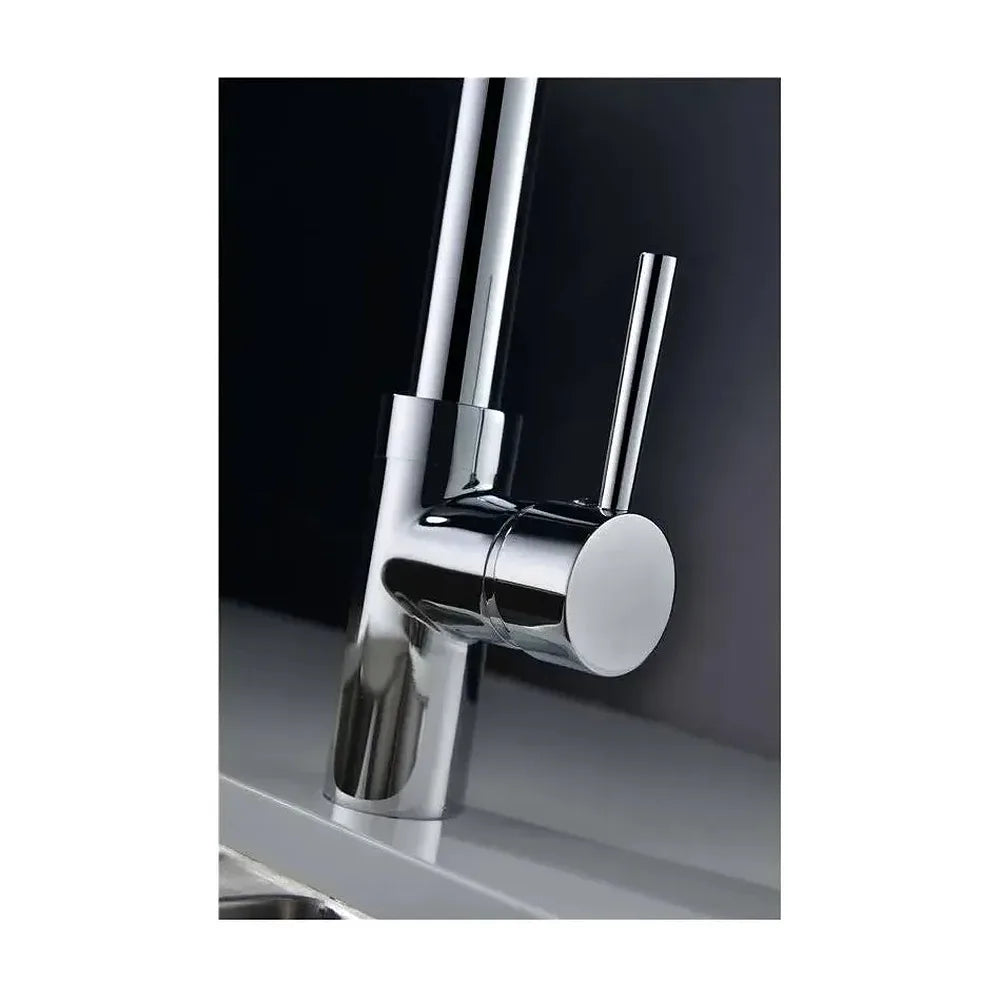 Detalle de acabado y materiales de Grifo de cocina monomando de caño alto con bocal orientable cromado Venecia de Imex