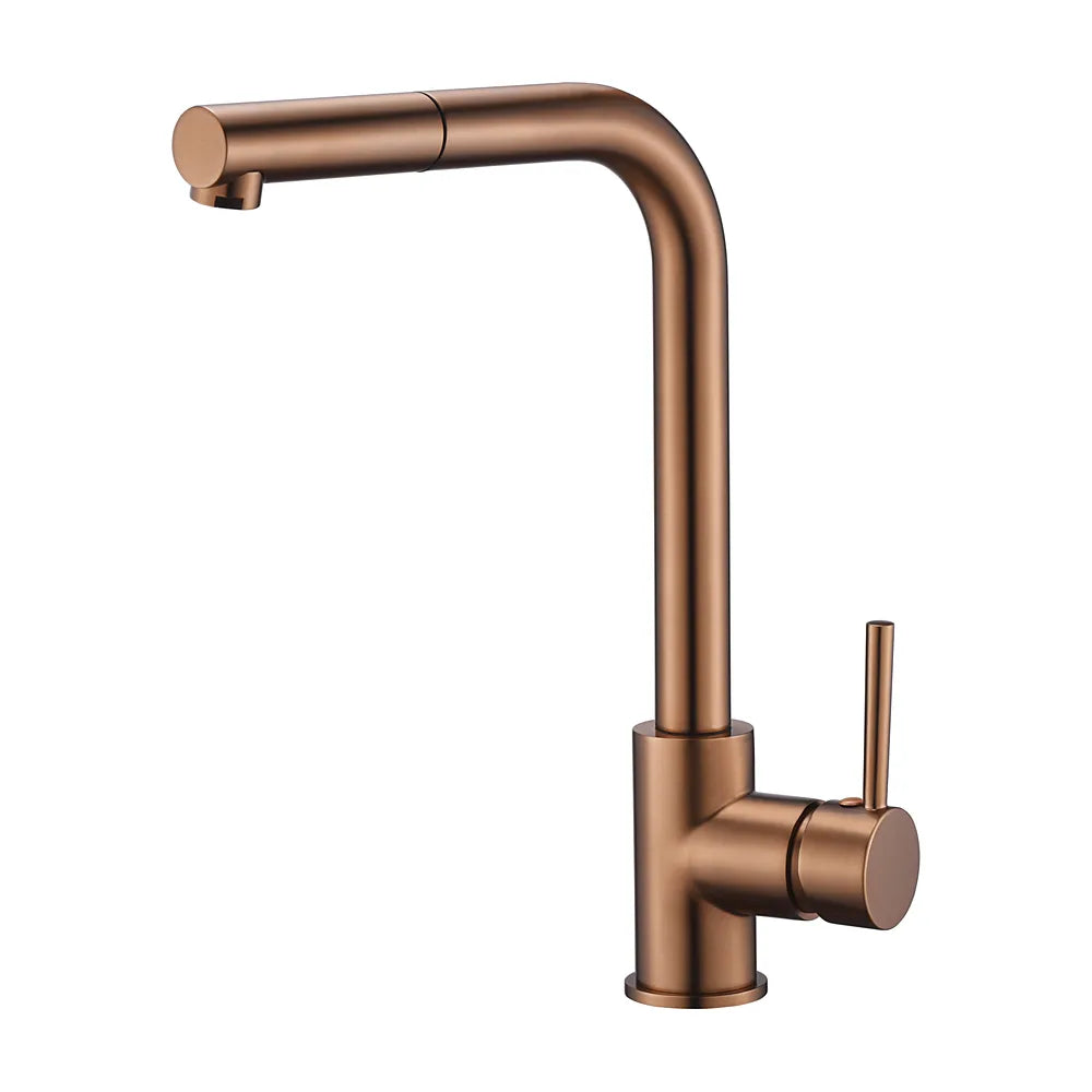Grifo de cocina monomando extraíble con acabado en color oro rosa cepillado Malta Imex Imex