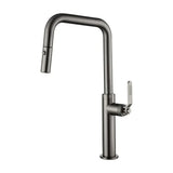 IMEX Niza GCE027/BGM mitigeur monocommande de cuisine extractible avec diffuseur à double jet en métal gun noir finition niza