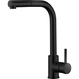 Pull-out single lever kitchen faucet in matte black finish Malta Imex