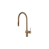Single lever pull out kitchen faucet dual spray brushed rose gold finish Berna by Imex