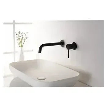Detalle de funcionamiento de Grifo de lavabo monomando negro mate para empotrar a pared de 2 cuerpos Etna de Imex