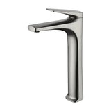 Mitigeur monocommande à bec haut pour lavabo en acier inoxydable finition satiné Delos Imex