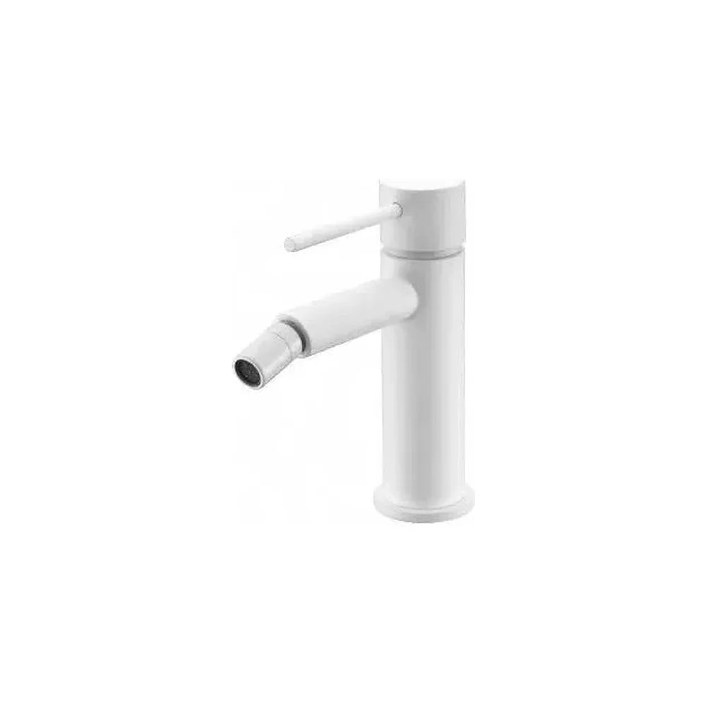 Grifo monomando de bidé fabricado en latón de acabado blanco mate Stick Milos de Imex Imex