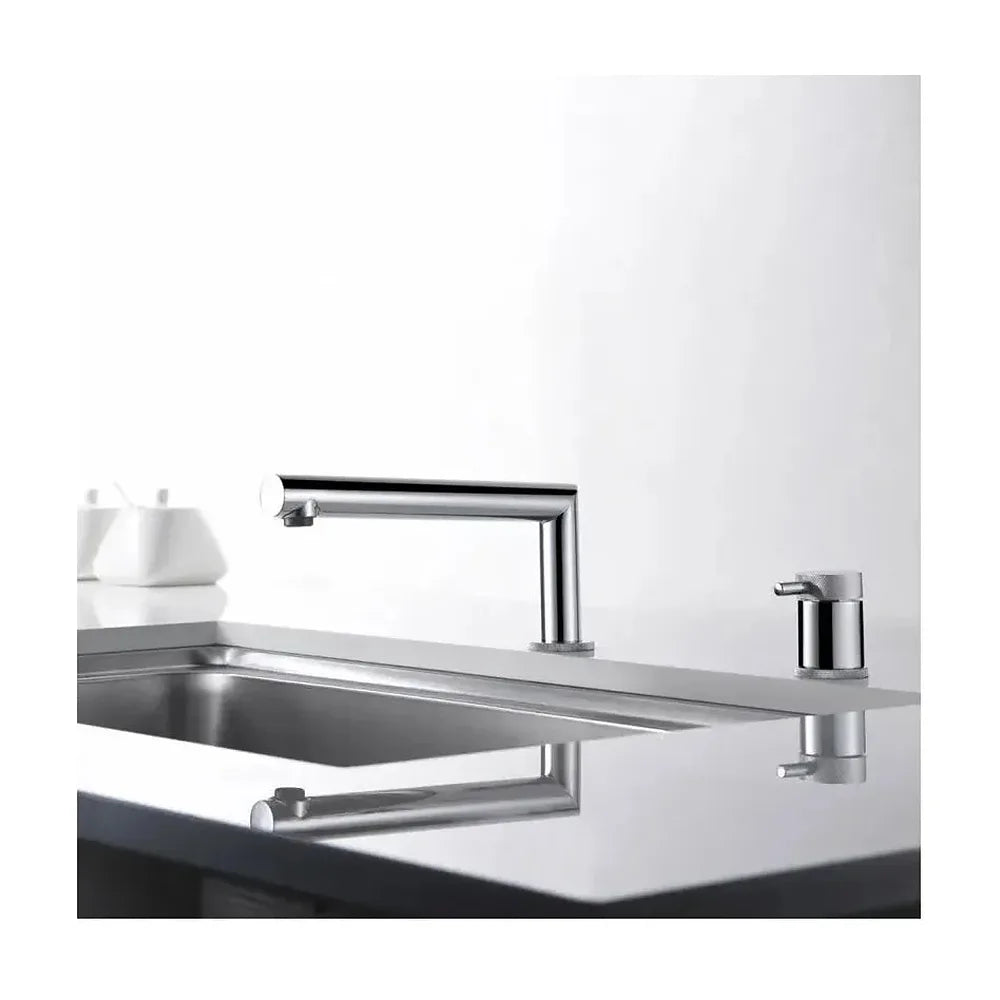 Detalle de funcionamiento de Grifo monomando de cocina con caño plegable en altura acabado cromado Itaca de Imex