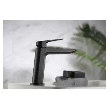 Vista principal de Grifo monomando de lavabo con un cartucho cerámico de 35 mm en color negro mate Belgica de Imex