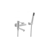 Wall mounted single lever bathtub faucet in brass with matte white finish Milos by Imex
