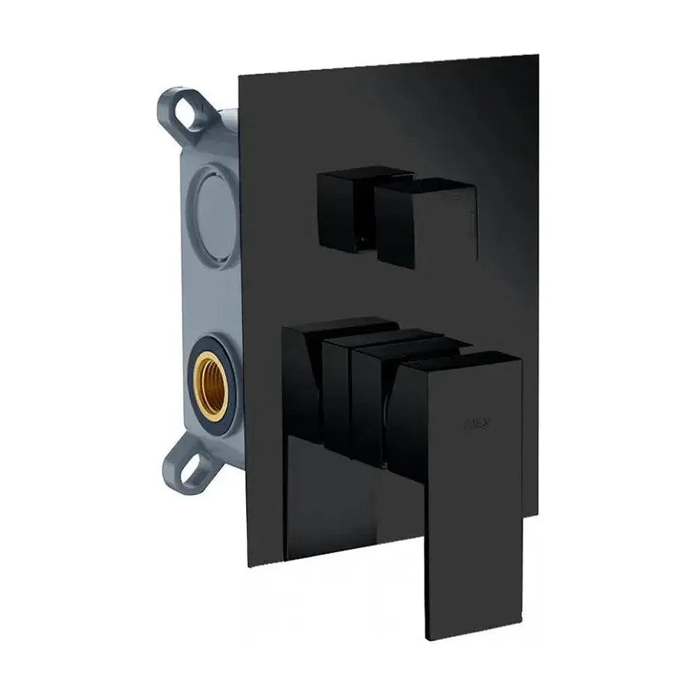 Grifo monomando de pared para ducha de 3 vías fabricado en latón de color negro mate de Imex Imex