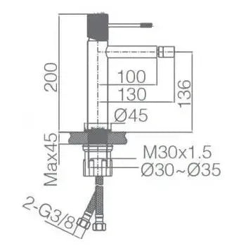 Detalle de funcionamiento de Grifo monomando para bidé fabricado en latón con un cartucho cerámico de 35 mm Line de Imex