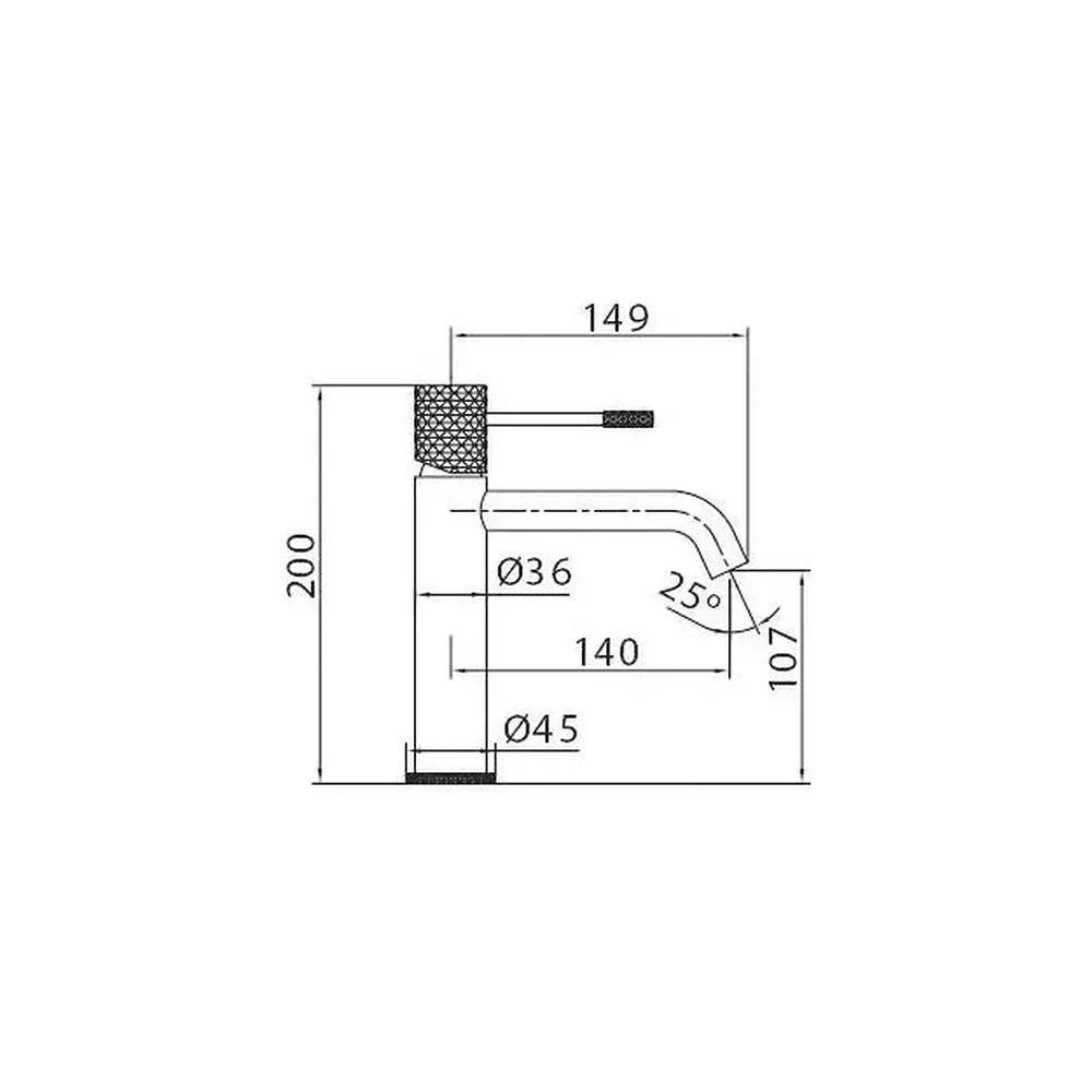 Detalle de acabado y materiales de Grifo monomando para lavabo con tecnología cold open hecho de latón con acabado oro...